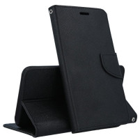Кожен калъф тефтер със стойка и клипс FLEXI Fancy за Samsung Galaxy A40 A405F черен